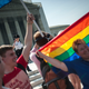 Demonstrators in support of same-sex marriage gather in anticipation of two high-profile rulings regarding same-sex marriage at the US Supreme Court in Washington June 26, 2013. On Wednesday the Supreme Court handed a significant victory to gay rights advocates by recognizing that married gay men and women are eligible for federal benefits and paving the way for same-sex marriage in California. REUTERS/James Lawler Duggan (UNITED STATES - Tags: SOCIETY POLITICS LAW) - RTX111XF